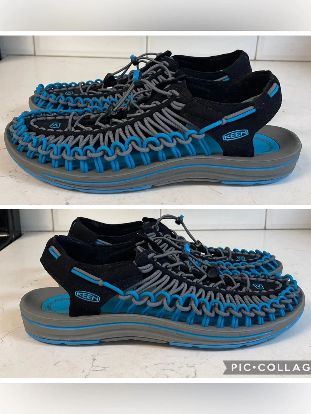 Keen UNEEK Men's Outdoor Sandal Black/Blue US Size 11.5 Worn 3-4 times